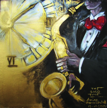 Peinture intitulée "Gold Time" par Amine Bouabdallah, Œuvre d'art originale, Acrylique