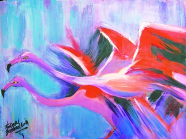 Peinture intitulée "Flamingo" par Amine Bouabdallah, Œuvre d'art originale, Acrylique