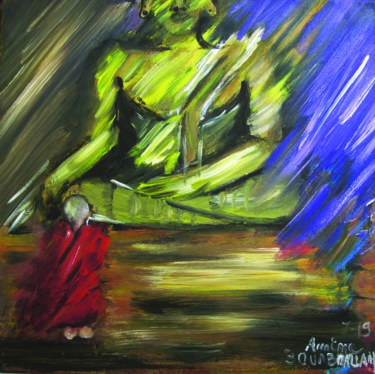 Peinture intitulée "Bouddha" par Amine Bouabdallah, Œuvre d'art originale, Huile