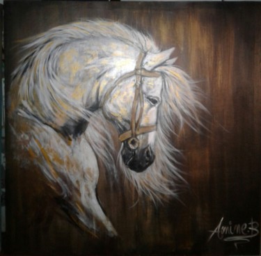 Peinture intitulée "Wite Horse" par Amine Bouabdallah, Œuvre d'art originale, Acrylique