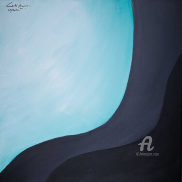 Painting titled "vague bleue 1" by Amine Cadi, Original Artwork, Acrylic