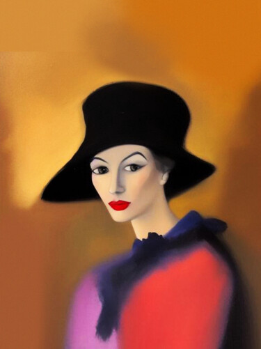 Schilderij getiteld "Elegant woman Portr…" door Amira Abdallah, Origineel Kunstwerk, AI gegenereerde afbeelding Gemonteerd o…