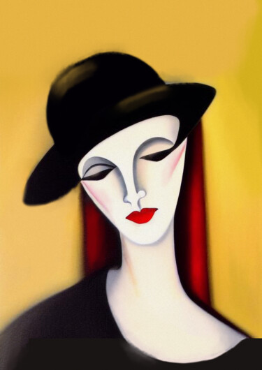 Peinture intitulée "Young Woman wearing…" par Amira Abdallah, Œuvre d'art originale, Image générée par l'IA Monté sur Châssi…