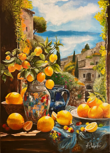 Malerei mit dem Titel ""Limoncello"" von Amirata Winter, Original-Kunstwerk, Öl