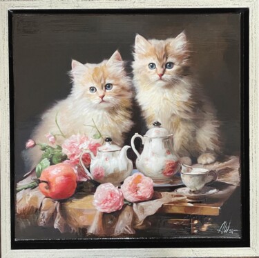 Painting titled "Afternoon tea" by Amirata Winter, Original Artwork, Acrylic Mounted on Wood Stretcher frame