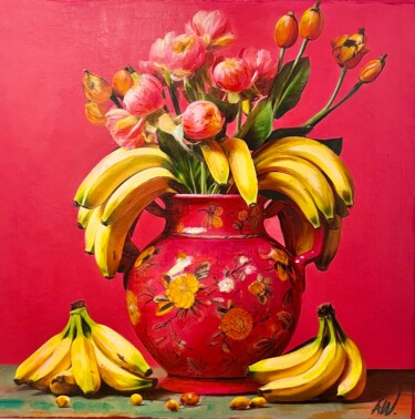Pintura intitulada "Going bananas" por Amirata Winter, Obras de arte originais, Acrílico Montado em Armação em madeira