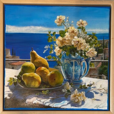 Painting titled "Con vista mare" by Amirata Winter, Original Artwork, Acrylic Mounted on Wood Stretcher frame
