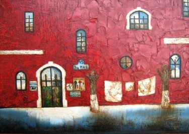Peinture intitulée "Red house" par Georgy Amiridze, Œuvre d'art originale