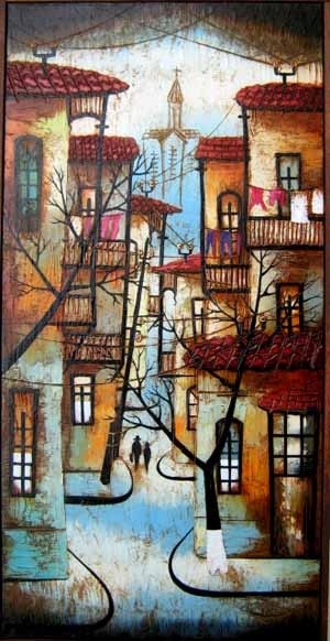 Peinture intitulée "Old Tbilisi" par Georgy Amiridze, Œuvre d'art originale