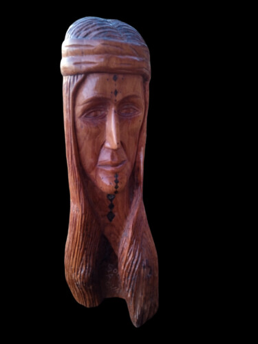 Sculpture intitulée "Femme Berbère" par Amirouche Soula, Œuvre d'art originale, Bois