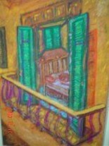 Painting titled "The Balcony" by Amir Wahib, Original Artwork, Oil