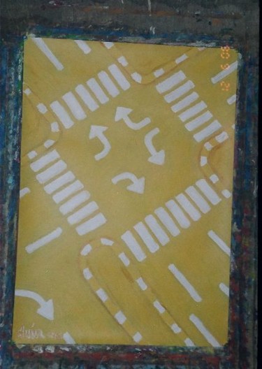 Peinture intitulée "Yellow Traffic" par Amir Wahib, Œuvre d'art originale, Huile