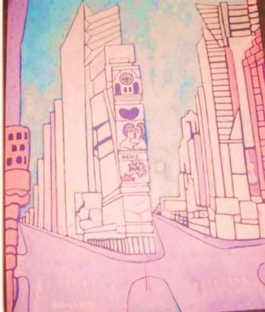 Peinture intitulée "Times Square." par Amir Wahib, Œuvre d'art originale