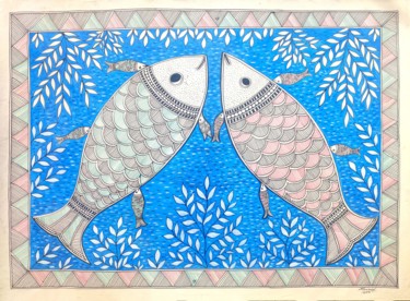 Malerei mit dem Titel "Madhubani Painting1" von Amit Kumar, Original-Kunstwerk, Acryl