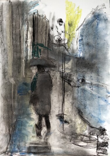 Peinture intitulée ""Rainy day"" par Amit Ari, Œuvre d'art originale, Gouache
