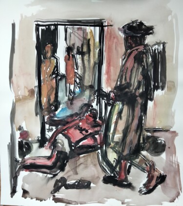 Painting titled ""Indian delivery gu…" by Amit Ari, Original Artwork, Gouache