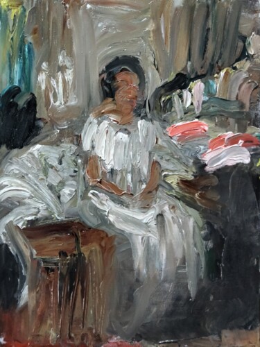 Pittura intitolato ""In bedroom"" da Amit Ari, Opera d'arte originale, Olio