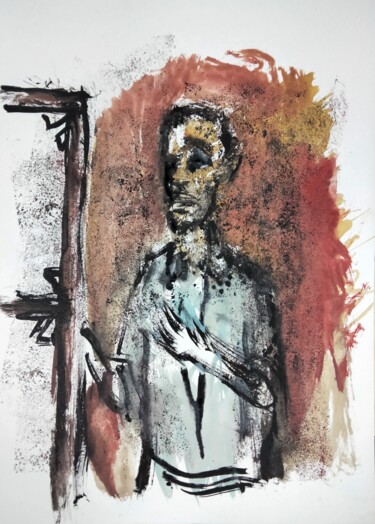 Pittura intitolato ""Artist"" da Amit Ari, Opera d'arte originale, Gouache