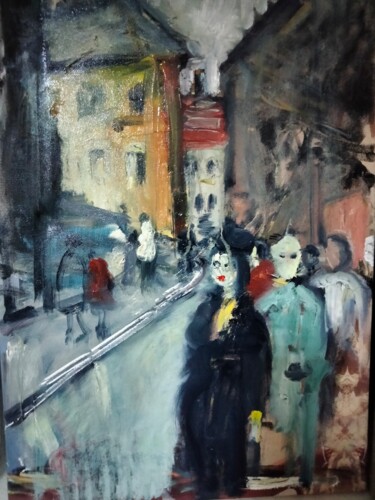 绘画 标题为“"Alley of zombies"” 由Amit Ari, 原创艺术品, 油