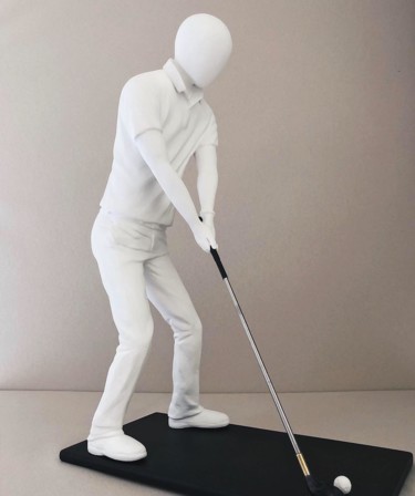 Sculpture intitulée "Le golfeur" par Amlauga, Œuvre d'art originale, Plâtre