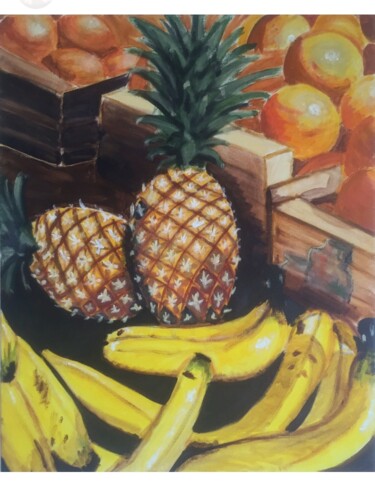 Painting titled "Nature Morte Exotiq…" by Amma, Original Artwork, Acrylic