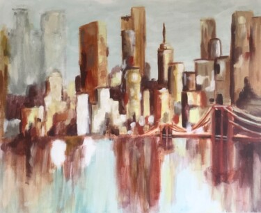 Peinture intitulée "New York Romantique" par Amma, Œuvre d'art originale, Acrylique
