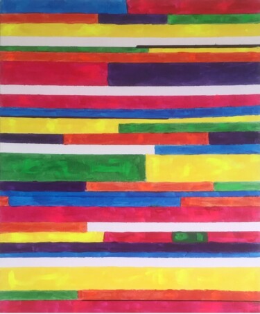 Schilderij getiteld "Rayures colorées" door Amma, Origineel Kunstwerk, Acryl