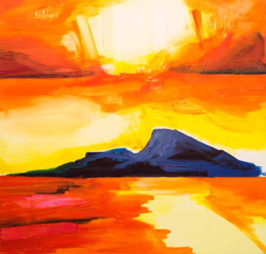 Peinture intitulée "Sunset over Cyclades" par Andreas Manolakakis, Œuvre d'art originale, Acrylique