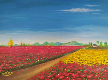 Pintura titulada "Campo de Flores" por Amóes Xavier, Obra de arte original, Acrílico