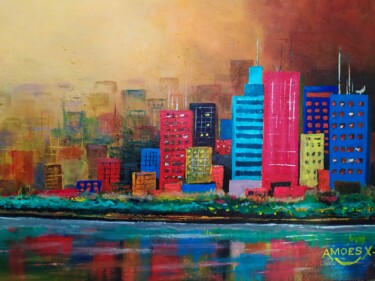 Pintura intitulada "Lembranças da Cidade" por Amóes Xavier, Obras de arte originais, Acrílico