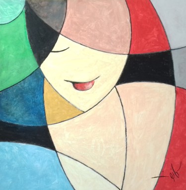 Painting titled "sourire" by Kanoun, Original Artwork, Acrylic