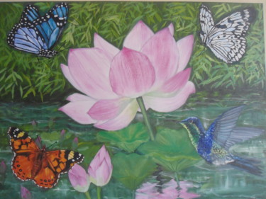 Painting titled "FLOR DE LÓTUS" by Bellotti, Original Artwork, Oil