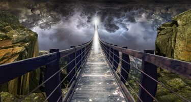 Malerei mit dem Titel "Bridge to the sky" von Amoralez, Original-Kunstwerk, Digitale Malerei