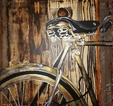 Pittura intitolato "Bicicleta antigua f…" da Amparo Borras Casbas, Opera d'arte originale, Acrilico