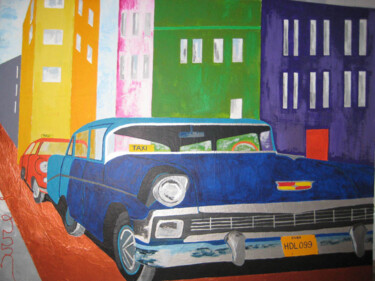 Painting titled "Coche a color" by Amparo Borras Casbas, Original Artwork, Acrylic