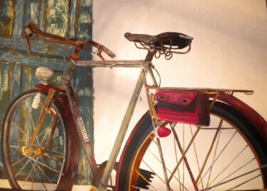 Painting titled "Bicicleta de cartero" by Amparo Borras Casbas, Original Artwork, Acrylic