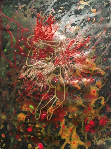 Peinture intitulée "Coup de foudre" par Amrita Depraz, Œuvre d'art originale, Acrylique
