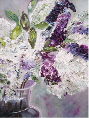 Malarstwo zatytułowany „peinture-lilas-2.jpg” autorstwa Anne-Marie Tollet, Oryginalna praca, Olej