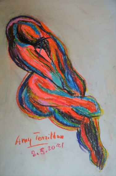Tekening getiteld "Réflexions" door Amy Torrilhon, Origineel Kunstwerk, Krijt Gemonteerd op Andere stijve panelen