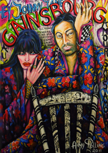 Painting titled ""HOMMAGE À SERGE GA…" by Amy Polling, Original Artwork, Acrylic