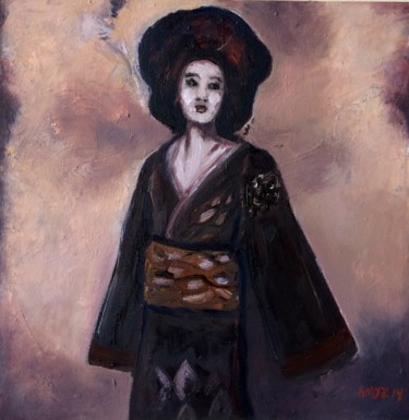 Painting titled "Geisha" by Amy Zausmer, Original Artwork, Oil