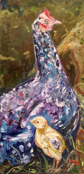 Painting titled "Love Chick" by Amy Zausmer, Original Artwork, Oil
