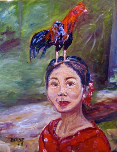 Painting titled "Mbok Iloh" by Amy Zausmer, Original Artwork, Oil