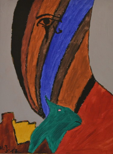 Peinture intitulée "La tête du béton" par Hans-Jürgen Grossmeyer, Œuvre d'art originale, Acrylique
