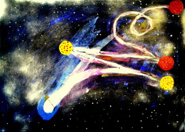 Peinture intitulée "La comète en fête (…" par Hans-Jürgen Grossmeyer, Œuvre d'art originale, Acrylique