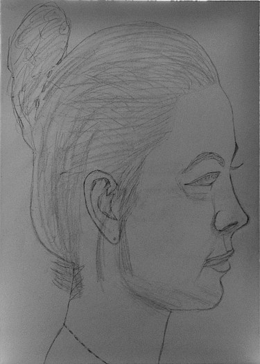 Dessin intitulée "une jeune femme (ju…" par Hans-Jürgen Grossmeyer, Œuvre d'art originale, Crayon