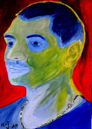 Painting titled "Monsieur Vert" by Hans-Jürgen Grossmeyer, Original Artwork, Acrylic