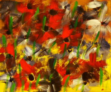 Painting titled "Fleurs" by Hans-Jürgen Grossmeyer, Original Artwork, Acrylic