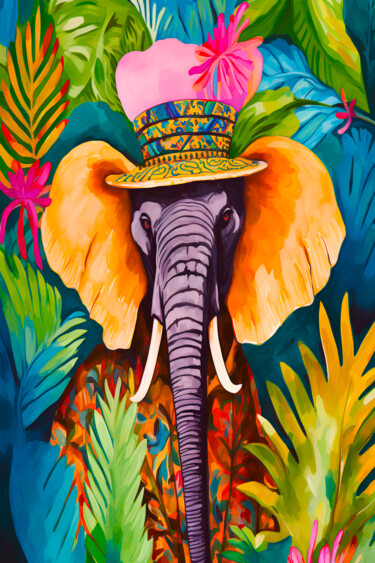 Digital Arts titled "Elephant Whimsical…" by An0n, Original Artwork, Digital Print