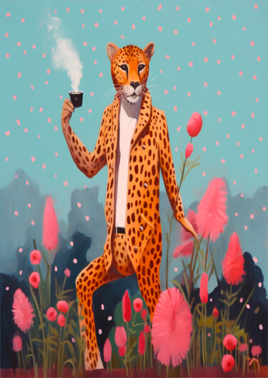 Digital Arts titled "Eclectic Cheetah" by An0n, Original Artwork, AI generated image